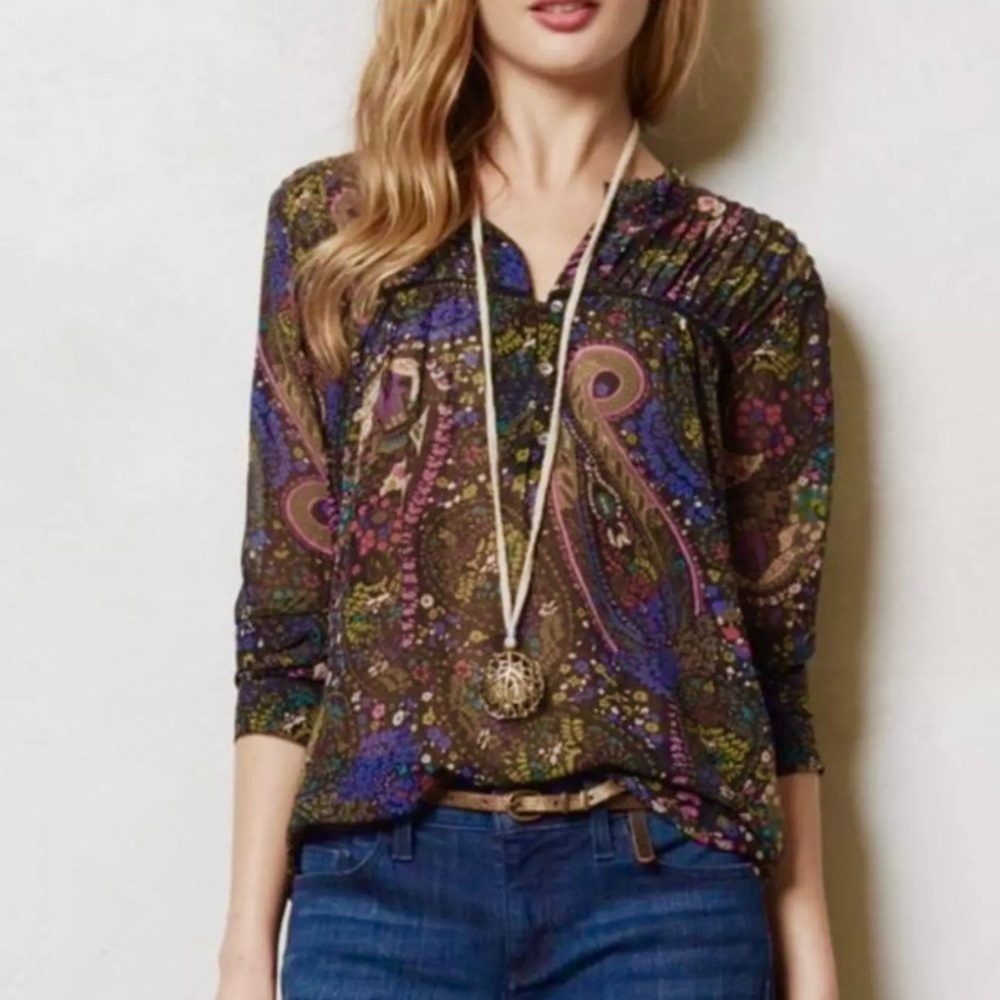 Anthropologie Dolan Peasant Odessa Blouse Paisley